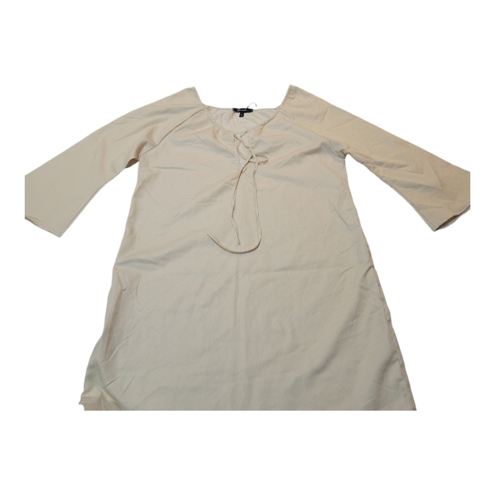 Yana‎ K American Made Sawyer Cotton Dress In Yellow With Thin Stripes One Size